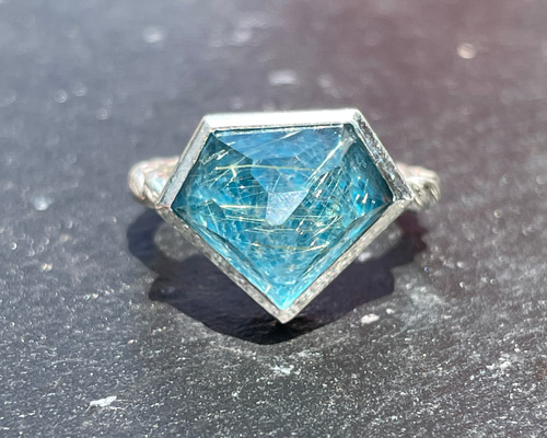 シェル　黒蝶貝×ルチルクォーツ　ダブレット　ストーン　リング シルバー 57 245ca9224f9e21210ce9e5318e54bc