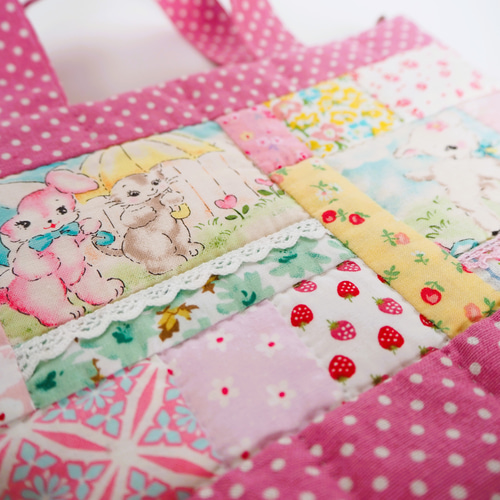 廃盤ハローベイビー　トートバッグ　パッチワークキルト　レディース　ルシアン 廃盤ハローベイビー トートバッグ パッチワークキルト レディース