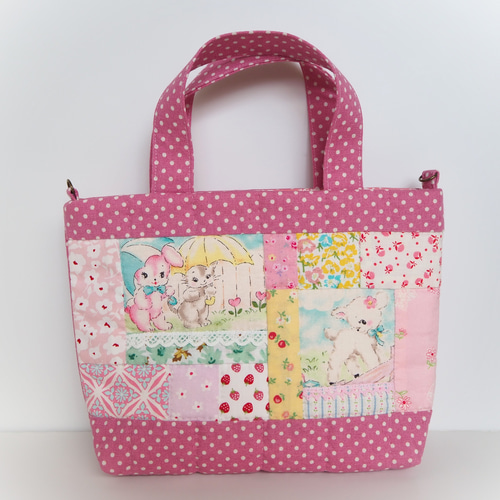 廃盤ハローベイビー　トートバッグ　パッチワークキルト　レディース　ルシアン 廃盤ハローベイビー トートバッグ パッチワークキルト レディース