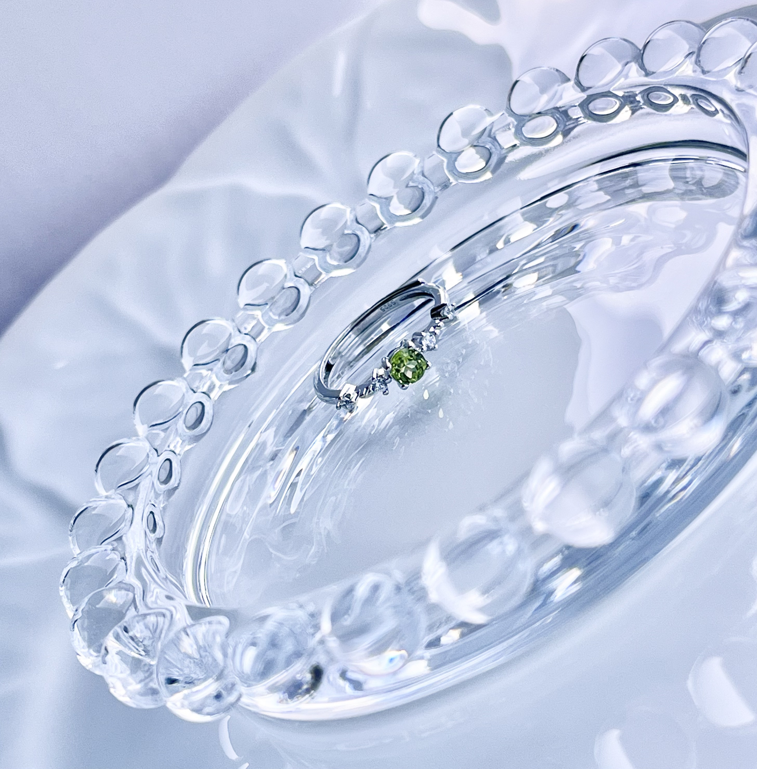 silver925 非加熱〜ペリドット☆*:.。 czミルラインレースリング【天然石Sサイズ】