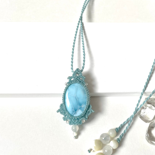 専用　ラリマー　マクラメ　ネックレス　ペンダント　天然石　ストーン 楽天市場】【一点もの】最上級ラリマーAAA マクラメ編み