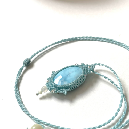 優しいラリマーの天然石マクラメ編みネックレス♪♪ ネックレス