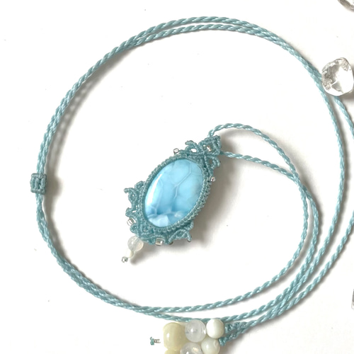 優しいラリマーの天然石マクラメ編みネックレス♪♪ ネックレス