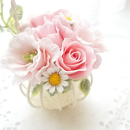 クレイフラワー♡ロココ調フラワーアレンジメント♡ハンドメイド クレイフラワー♡ロココ調フラワーアレンジメント♡ハンドメイド