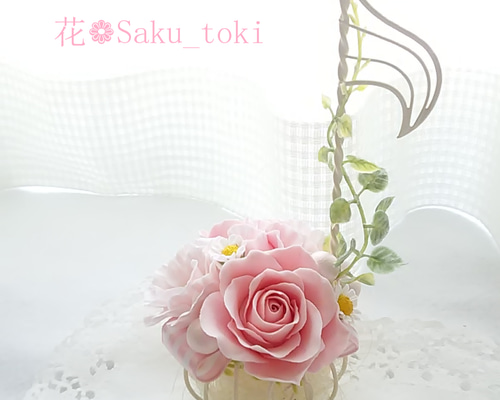 クレイフラワー✨ロココ調薔薇❁染め花布花❁クレイフラワー❁ハンドメイド クレイフラワー✨ロココ調薔薇❁染め花布花❁クレイフラワー