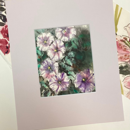 5,500『Morning Glory Garden〜庭に咲く朝顔』墨絵アート 水墨画