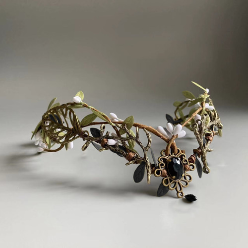 ハンドメイド森の魔法花冠天然藤蔓と宝石舞踊ウェディング飾り ヘッド