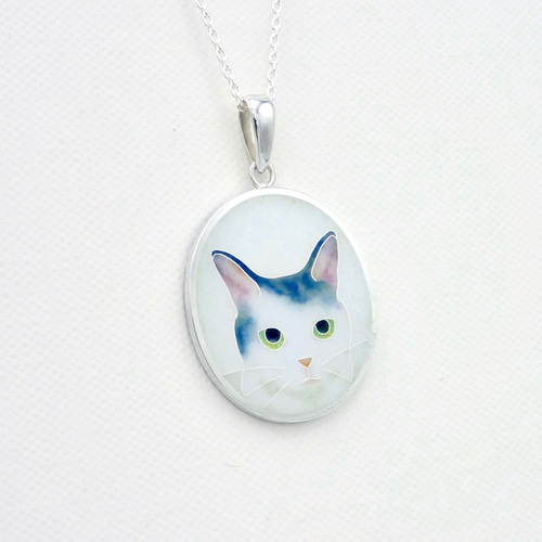 七宝焼きペンダント◇青と白のネコ ペンダントトップ 雪 通販 19244556