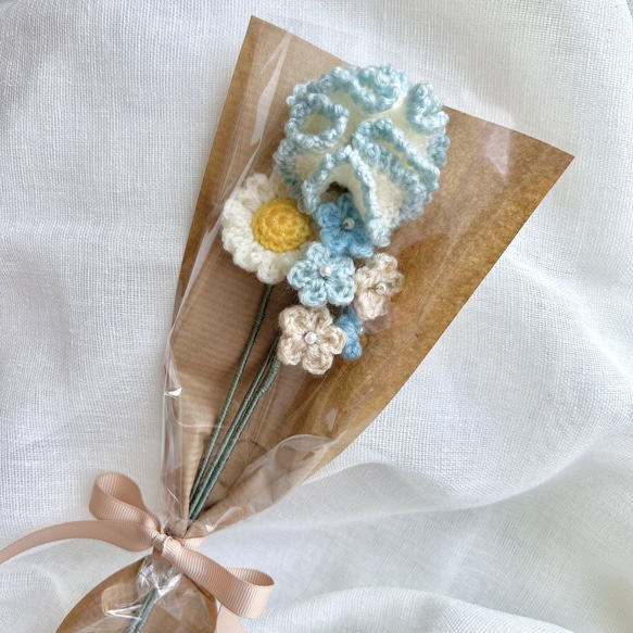 カーネーション 母の日 父の日 パール ブーケ 花束 毛糸 枯れない花