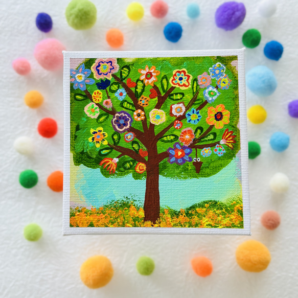 アート　サイズF10キャンバスon アクリル絵の具インク原画 10cm】水滴 キャンバスアート カラフル アクリル絵の具 ※運気アップ