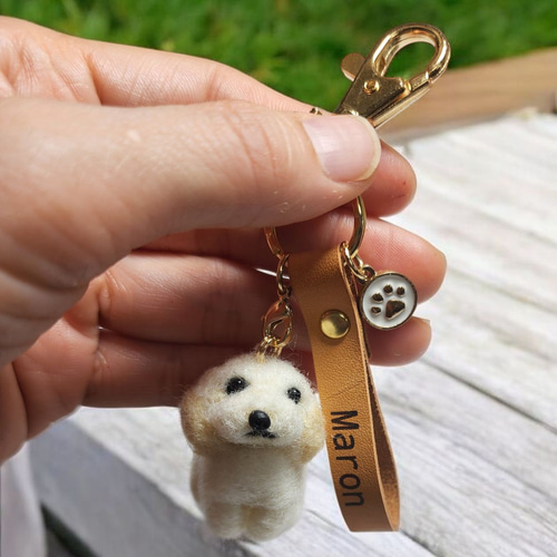羊毛フェルトオーダーわんちゃんネーム入りキーホルダー☆ハンドメイド 