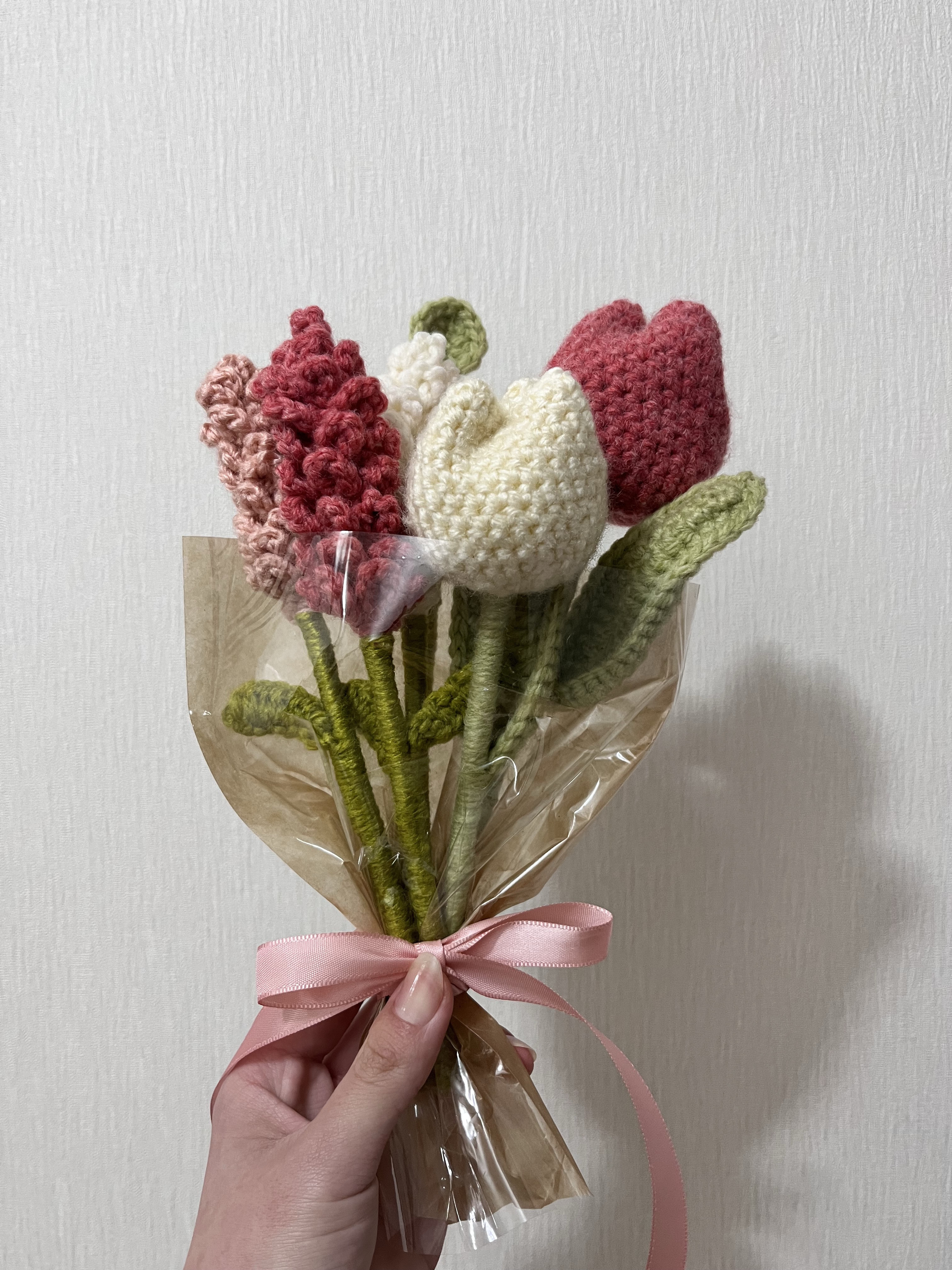 チューリップ 毛糸 枯れない花 花束 あみぐるみ かぎあみ かぎ針