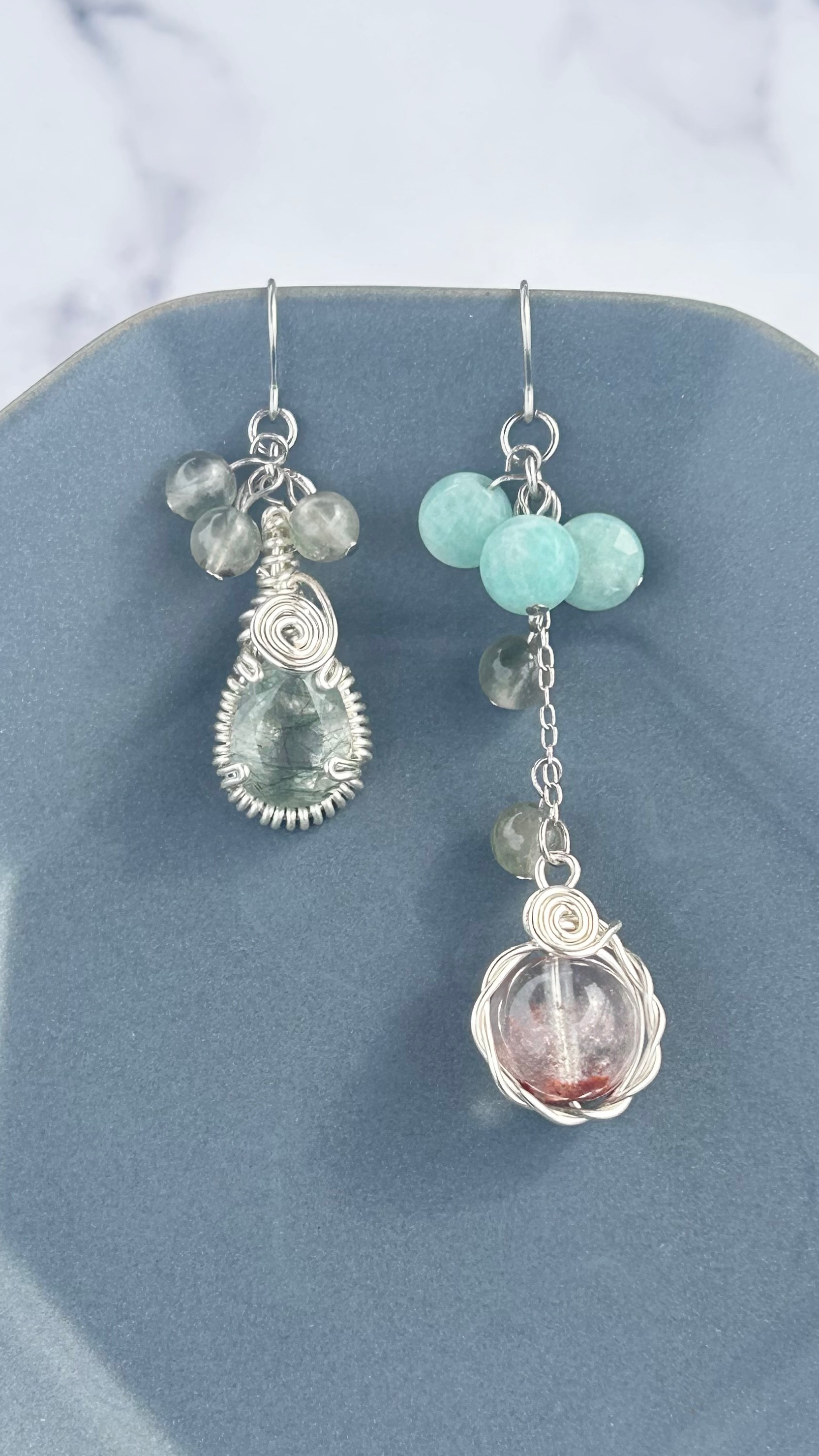 大山祇（オオヤマツミ）壱〜グリーンルチルクォーツとガーデンクォーツのアシンメトリー〜