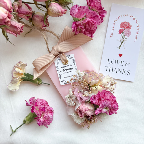 母の日ギフト】 アロマワックスサシェ カーネーション（ピンク） 母の