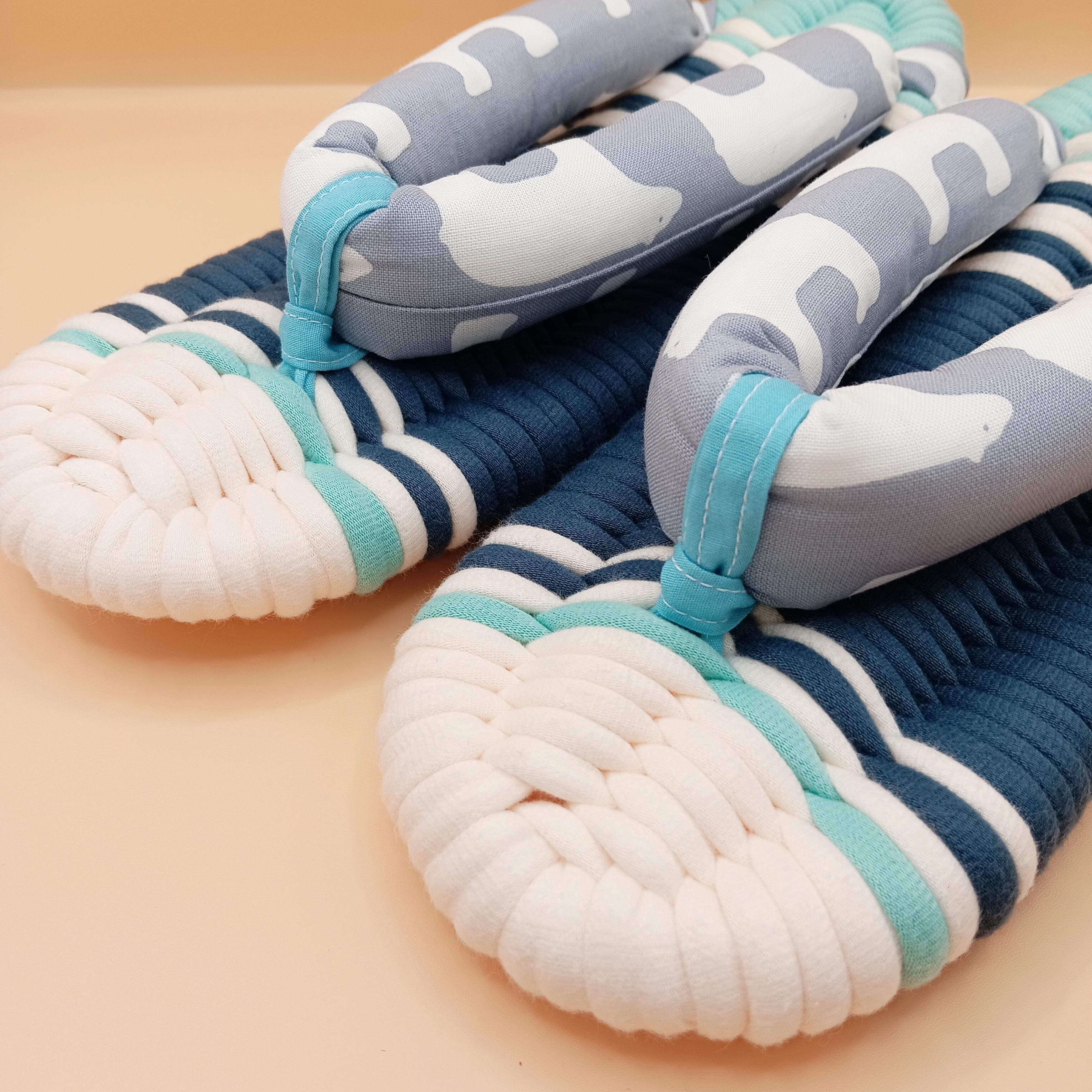 布ぞうり  白くま Lサイズ 水色 青  ルームシューズ  スリッパ 布草履 布 草履 プレゼント ギフト