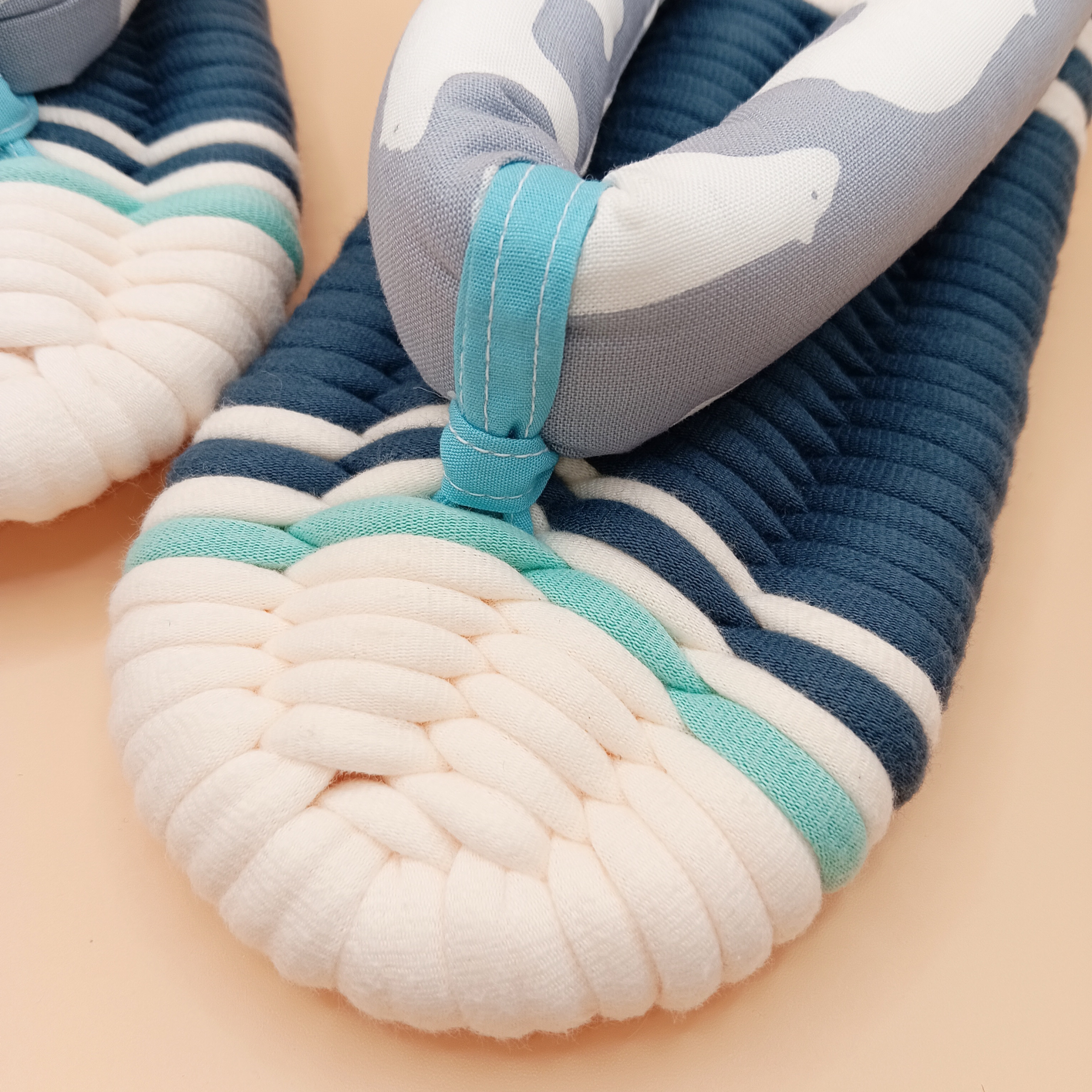 布ぞうり  白くま Lサイズ 水色 青  ルームシューズ  スリッパ 布草履 布 草履 プレゼント ギフト