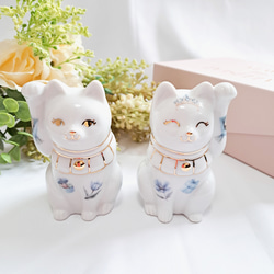 福を招く 招き猫 ペアセット 結婚祝い 開店祝い 記念 玄関 リビング 猫