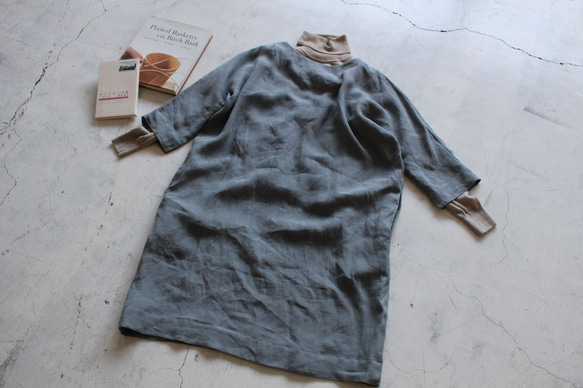 蝙蝠袖連身裙，薩克森藍（藤吉田染） 第1張的照片