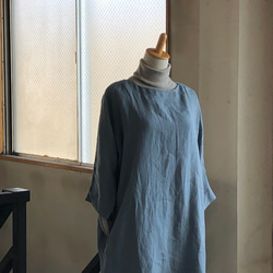 蝙蝠袖連身裙，薩克森藍（藤吉田染） 第5張的照片