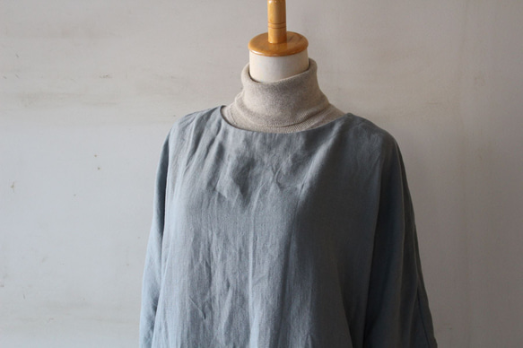 蝙蝠袖連身裙，薩克森藍（藤吉田染） 第3張的照片