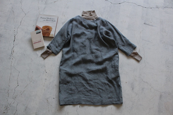 蝙蝠袖連身裙，薩克森藍（藤吉田染） 第2張的照片