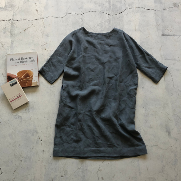 蝙蝠袖連身裙，薩克森藍（藤吉田染） 第7張的照片