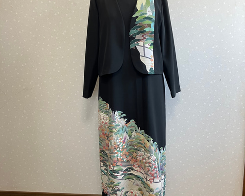 No.149ノースリーブワンピースとボレロ13号L〜L L留袖着物リメイク