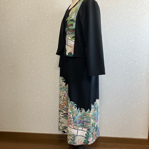 専用　着物リメイク　ワンピース＆ボレロ　No.318 専用 着物リメイク ワンピース＆ボレロ No.318 - メルカリ