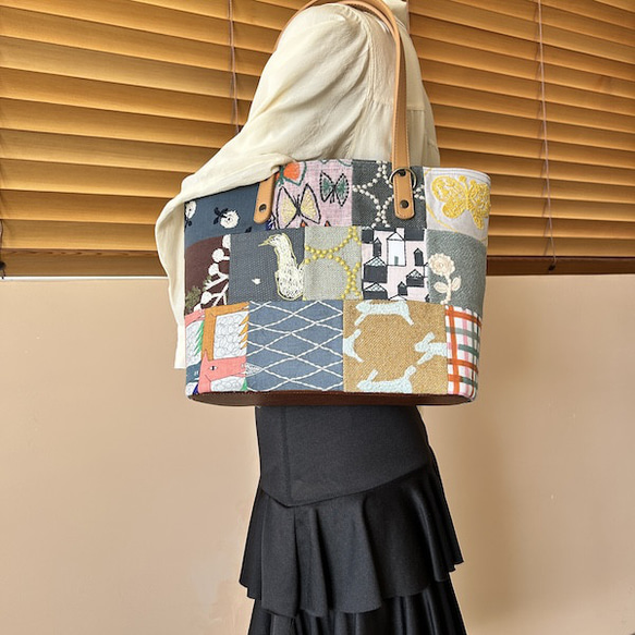 creema限定、ミナペルホネン パッチトートバッグ 8枚目の画像