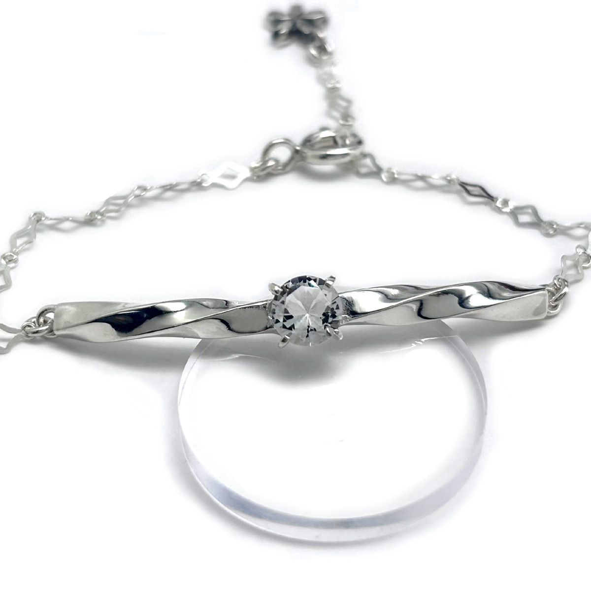 さくらインカット ブレスレット 白水晶/シルバー925/シルバーアクセサリー/和柄/着物