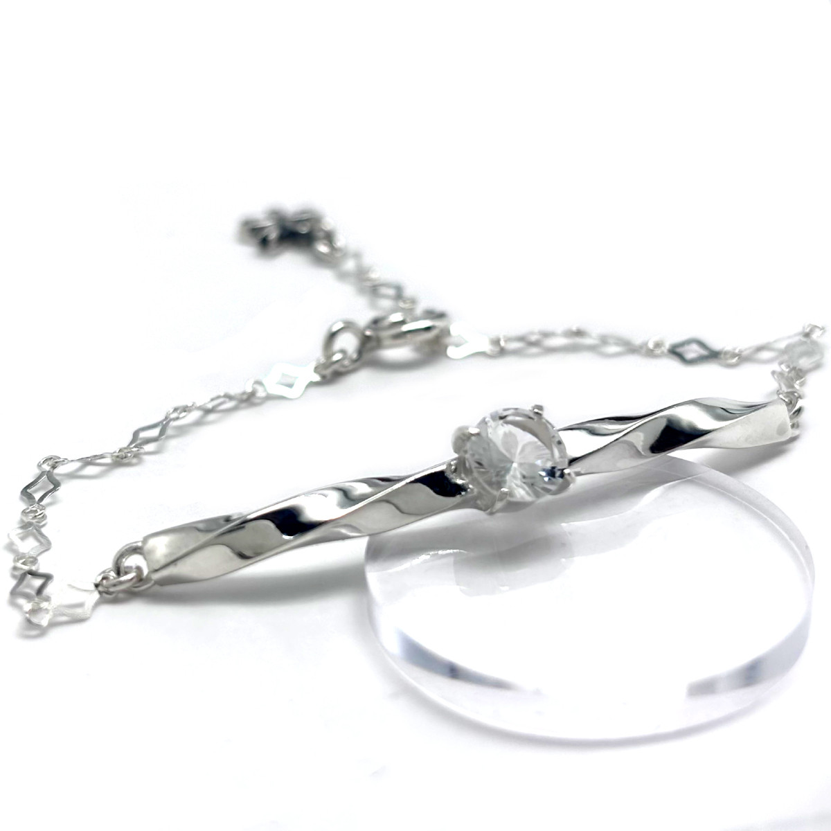 さくらインカット ブレスレット 白水晶/シルバー925/シルバーアクセサリー/和柄/着物