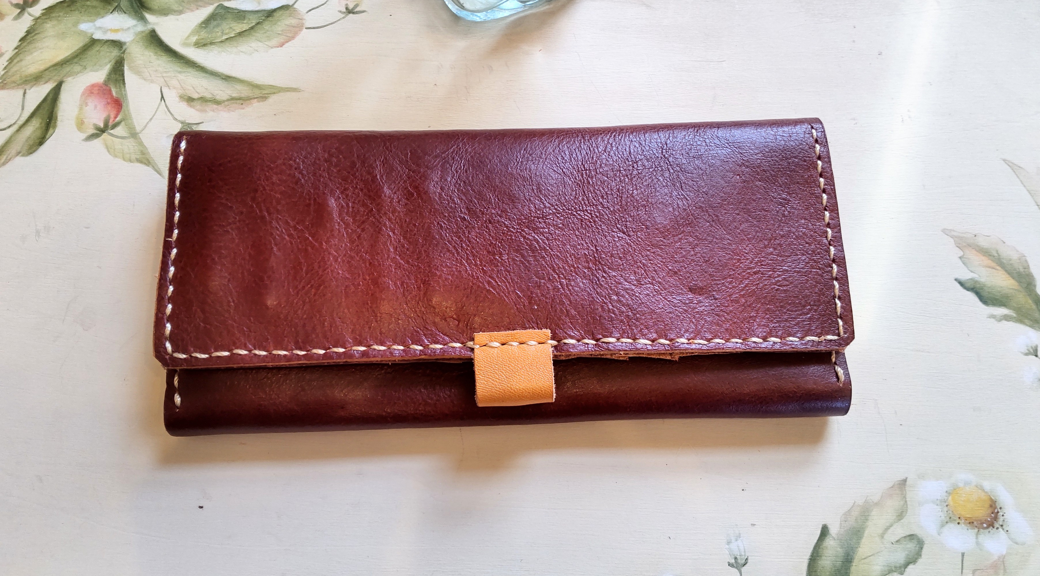 ＊送料無料＊本革  コンパクト長財布  チョコブラウン『Creema限定』