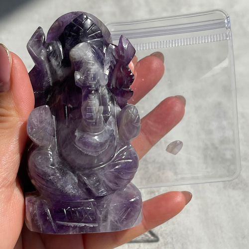 訳あり)【アメジスト（紫水晶）／ガネーシャ】鉱物 天然石 その他