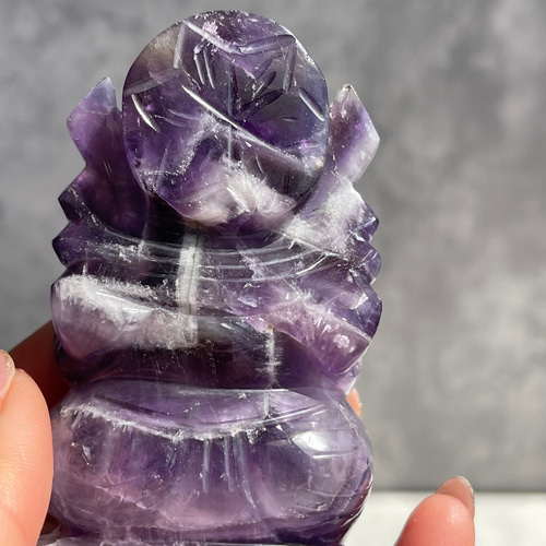 【値下げしました】アメジスト ガネーシャ像 訳あり)【アメジスト（紫水晶）／ガネーシャ】鉱物 天然石 その他