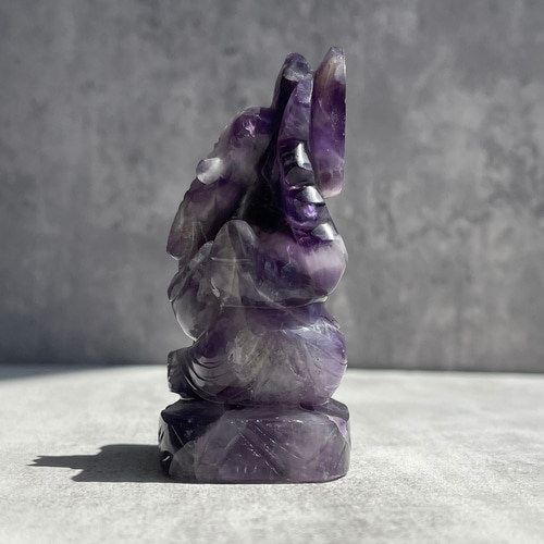 アメジスト彫刻 ガネーシャ像 訳あり)【アメジスト（紫水晶）／ガネーシャ】鉱物 天然石 その他