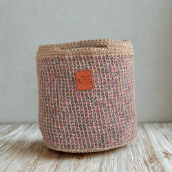 3色*カラフル麻ひもの手編みカゴバッグ（ミニトート） 7枚目の画像