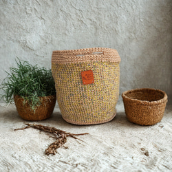 3色*カラフル麻ひもの手編みカゴバッグ（ミニトート） 3枚目の画像