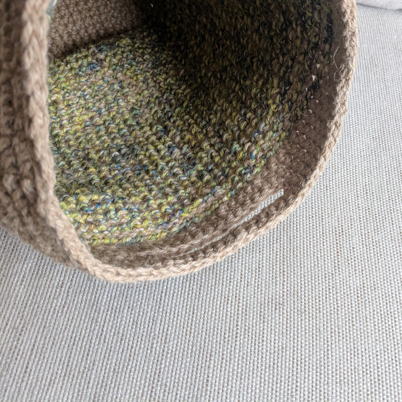 3色*カラフル麻ひもの手編みカゴバッグ（ミニトート） 11枚目の画像