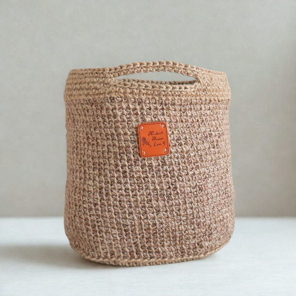 3色*カラフル麻ひもの手編みカゴバッグ（ミニトート） 8枚目の画像