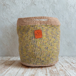 3色*カラフル麻ひもの手編みカゴバッグ（ミニトート） 6枚目の画像