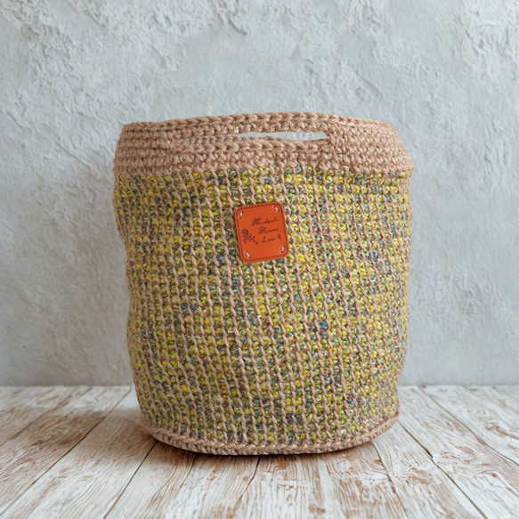 3色*カラフル麻ひもの手編みカゴバッグ（ミニトート） 6枚目の画像