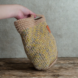 3色*カラフル麻ひもの手編みカゴバッグ（ミニトート） 2枚目の画像