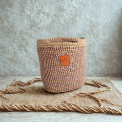 3色*カラフル麻ひもの手編みカゴバッグ（ミニトート） 5枚目の画像