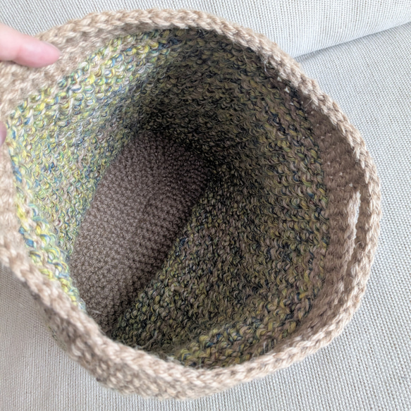 3色*カラフル麻ひもの手編みカゴバッグ（ミニトート） 10枚目の画像