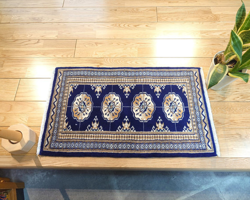 パキスタン絨毯 ハイクオリティ ボハラデザイン 77x45cm 玄関マット