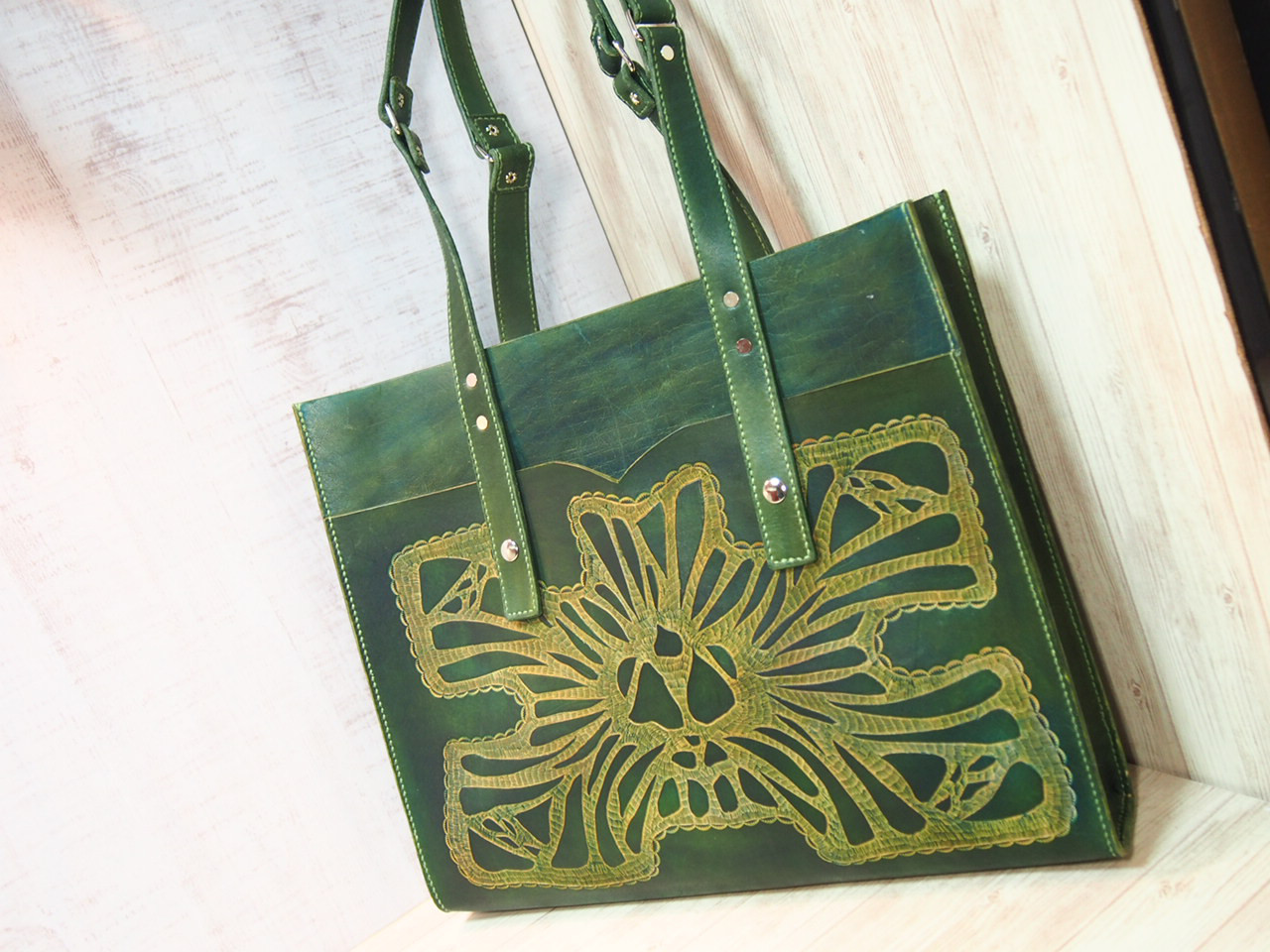 スクエアトートバッグ（フォレストグリーン）