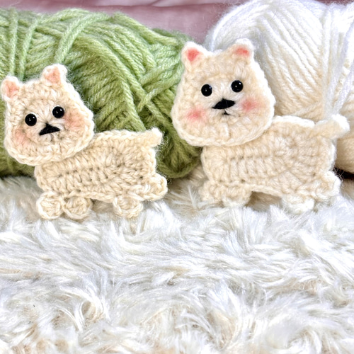 ハンドメイド】ウェスティの編みぐるみ かぎ針編み小物（ヘアピン