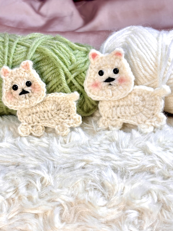 ハンドメイド】ウェスティの編みぐるみ かぎ針編み小物（ヘアピン