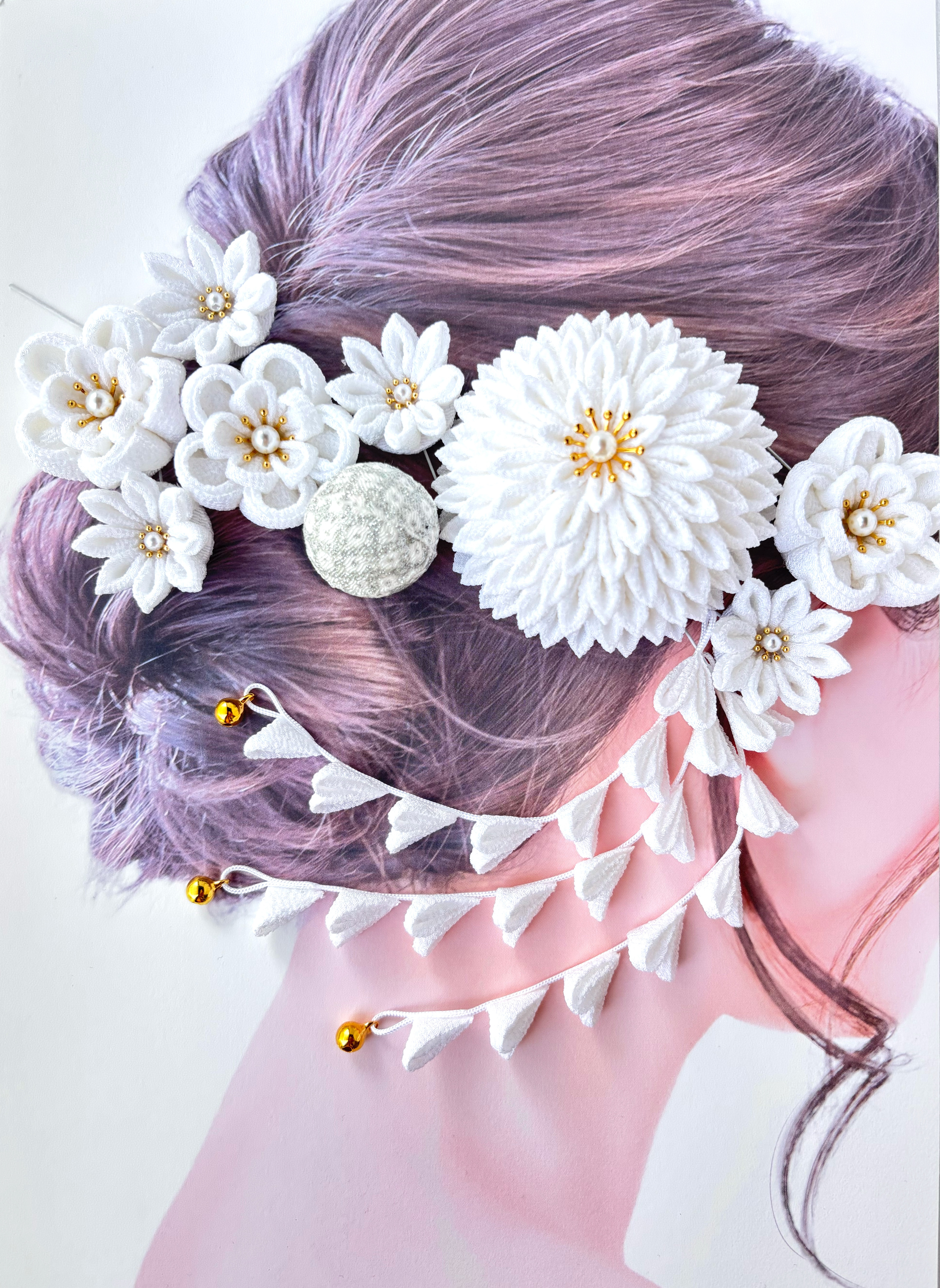 つまみ細工 髪飾り  結婚式 成人式 卒業式 着物 前撮り 白無垢  七五三  白