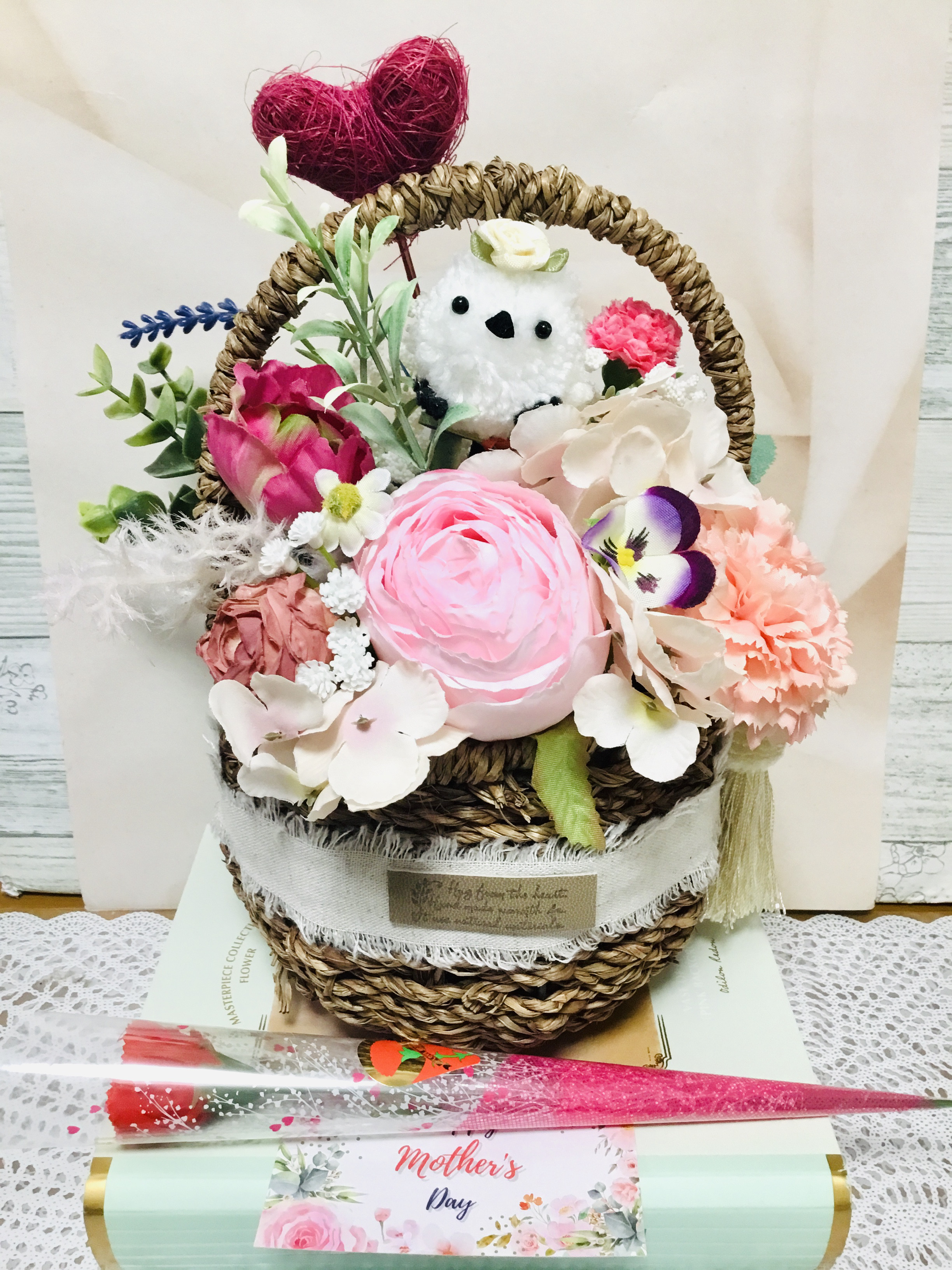 Creema限定母の日シマエナガカーネーションバスケットL 4,277円